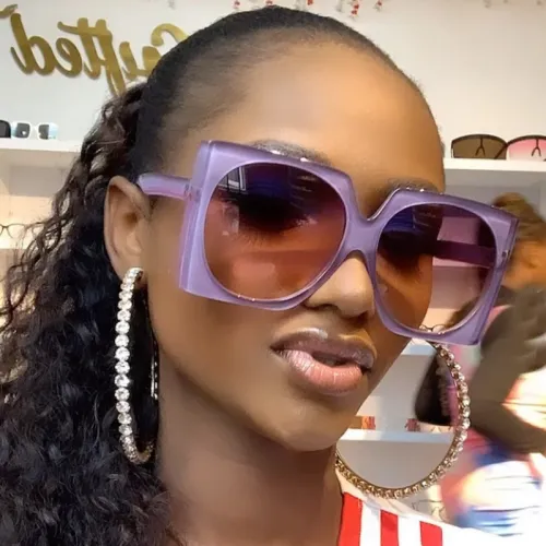Lbashades New Luxury Brand Vintage Gradient Round Lens Oversized Square Sunglasses For Women