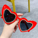 LBASHADES new fashion diamond bling sunglasses trendy heart shaped pink glasses Personalized love & roses sunglasses