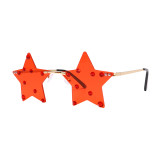 Five-pointed star shaped glasses fashion eyewear aluminium frame oversized rimless rhinestone sunglasses women men