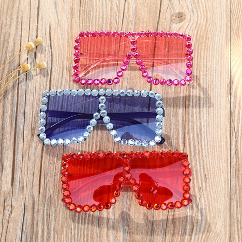Lbashades New diamond children's sunglasses large square frame sunglasses boys and girls kids glasses UV protective