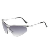 2023 Y2K Retro Women Luxury Metal Sunglasses Wrap Around Sun Glasses UV400 Ladies New Fashion Sport Eyewear Shade