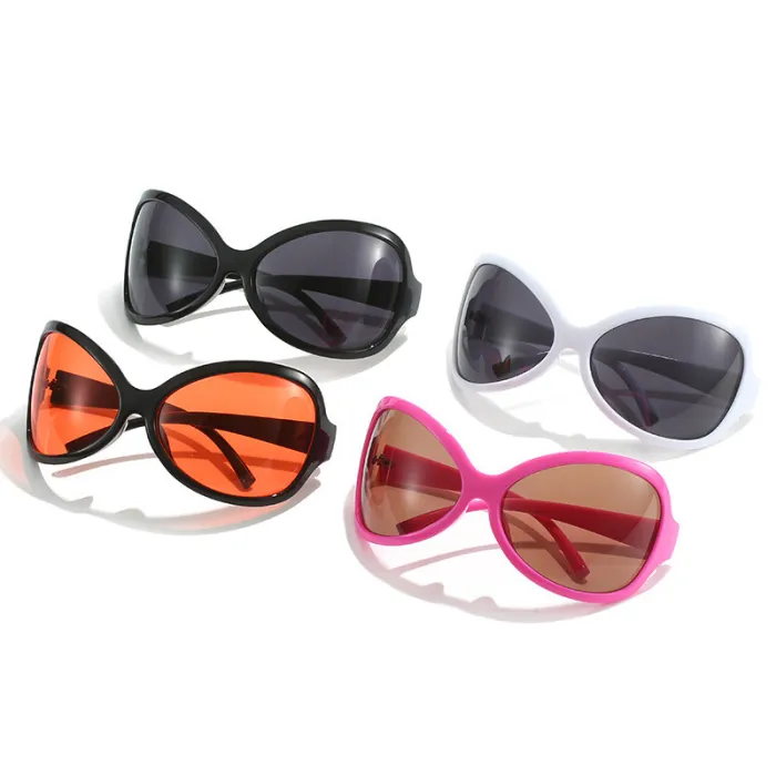 2214 Y2K Futuristic Oversized Sunglasses Black Red Women's Sunglasses Luxury Designer Brand Men's Outdoor Sports Shades UV400