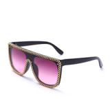 Y2K Sun Glasses Oversized Large Frame One-piece Trend Sunglasses Personality Chain Fashion Square Sunglasses Female Luxury E7225