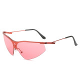 2023 Y2K Retro Women Luxury Metal Sunglasses Wrap Around Sun Glasses UV400 Ladies New Fashion Sport Eyewear Shade