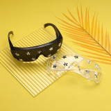 Custom Newest Stylish Oversized Outdoor Rimless Sunglasses Cycling Wrap Around 2000 Retro One Piece Star Sunglasses GVE116
