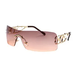 GUVIVI Y2K One Piece Oversized Sunglasses Women Luxury Brand Designer Wrap Around Rimless Sun Glasses GV8701