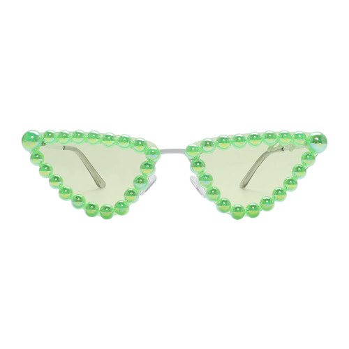 2022 Fashion Cat-eye Rimless Sunglasses Luxury Millionaire Lady Sun Design Triangle Inlaid Pearl Sun Glasses With Metal Frames