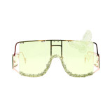 2023 Fashion wholesale square rhinestone luxury womens oversized frame diamond trendy Butterfly decoration sunglasses