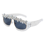 2021 Diamond Sunglasses Wholesale Fashion bling bling Sunglasses New Transparent Frame Handmade Grape Diamond Sunglasses