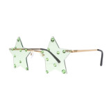 Five-pointed star shaped glasses fashion eyewear aluminium frame oversized rimless rhinestone sunglasses women men