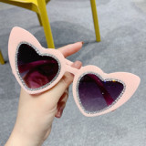 LBASHADES new fashion diamond bling sunglasses trendy heart shaped pink glasses Personalized love & roses sunglasses