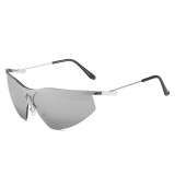 2023 Y2K Retro Women Luxury Metal Sunglasses Wrap Around Sun Glasses UV400 Ladies New Fashion Sport Eyewear Shade