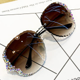 Lbashades  Big women's shades sunglasses trendy outdoor sun glasses rimless square sunglasses 2021