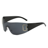 LBAshades 4560 Y2k Glass Punk Sports New Women Men Colour Sunglass 2000 Futuristic UV Letter D Rimless sunglasses