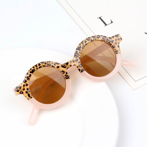 Baby comfortable sunglasses Leopard Print color retro round 1-8 years old children's summer travel sunglasses kids glasses