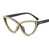 Diamond Cat Eye Sunglasses Women Brand Vintage Big Frames Sun Glasses Female Clear Lens Eyeglasses Oculos Lunette De Soleil Femm