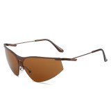 2023 Y2K Retro Women Luxury Metal Sunglasses Wrap Around Sun Glasses UV400 Ladies New Fashion Sport Eyewear Shade