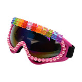 2022 Fashion Oversized Windproof Sunglasses Women Luxury Designer Rhinestone Men Sunglasses One Piece Eyeglasses UV400