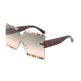 Large Frame Square Rimless Bling Diamond Sunglasses Women Men  Crystal Brand Design Luxury Shades One Piece Gafas Sol UV400