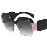Lbashades  Vintage 2021 Red Pink Luxury Brand Sun Glasses For Female Rivet Big Frame Male Shades Oversized Sunglasses Women