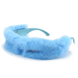 Y2K Punk Soft Warm Furry Sunglasses Women Wrap Around Sun Glasses For Ladies Luxury Brand Trendy Shades UV400 gafas de sol
