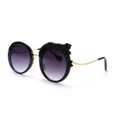 Round Sunglasses Luxury Brand Designer Zircon Sun Glasses UV400 Eyeglasses Personality Eyewear Crystal Leopard Shades GV7049