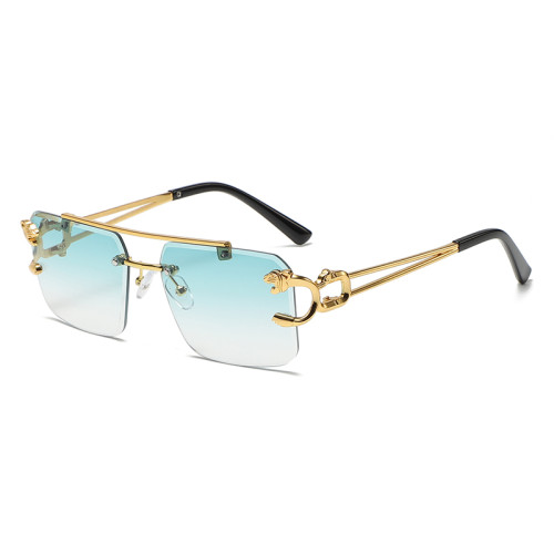 Square Sunglasses Gold Bound Eye Wear Marble Wood Grain Rectangle Gafas Oculos Women Brand Designer Sunglasses