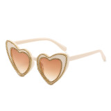 New Fashion Women Heart Shape diamond Sunglasses With Rhinestone Decoration Sun Glasses 2023
