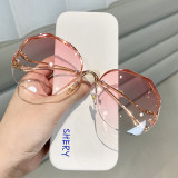 Lbashades Frameless crystal cut edge polygonal glasses UV protect sunglasses ladies retro 2021 sunglasses