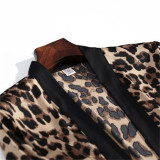 Pijamas Mujer Luxury Lounge Wear 3pcs Plus Size Women'S Sleepwear Sexy Leopard Ice Silk Sling Strap Chest Pad Pajamas For Women