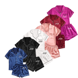 Women Loungewear Custom Pajamas, Sleepwear Womens Satin Pajama Short Sets