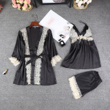 European and American sexy soft comfortable 4pcs set women sleepwear