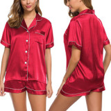 Women Loungewear Custom Pajamas, Sleepwear Womens Satin Pajama Short Sets