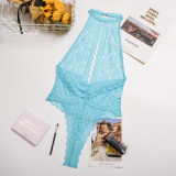 Online Wholesale Embroidery Lingerie Ladies Lace Mesh Lingerie Teddy Bodysuit Deep V See Through Sexy Lingerie Women