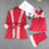 European and American sexy soft comfortable 4pcs set women sleepwear