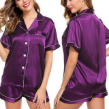 Women Loungewear Custom Pajamas, Sleepwear Womens Satin Pajama Short Sets