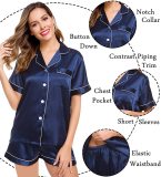 Women Loungewear Custom Pajamas, Sleepwear Womens Satin Pajama Short Sets