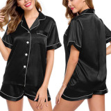 Women Loungewear Custom Pajamas, Sleepwear Womens Satin Pajama Short Sets