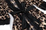 Pijamas Mujer Luxury Lounge Wear 3pcs Plus Size Women'S Sleepwear Sexy Leopard Ice Silk Sling Strap Chest Pad Pajamas For Women