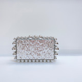 Fashion box shape pearl clutch bag small square dinner party clutch purse for women luxury wedding evening bags for ladies