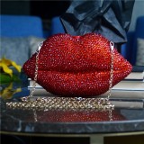 femme Bling Diamond Wedding Box Money Bags Purses Bridal Handbag Women Evening Bags Crystal Lips Clutches