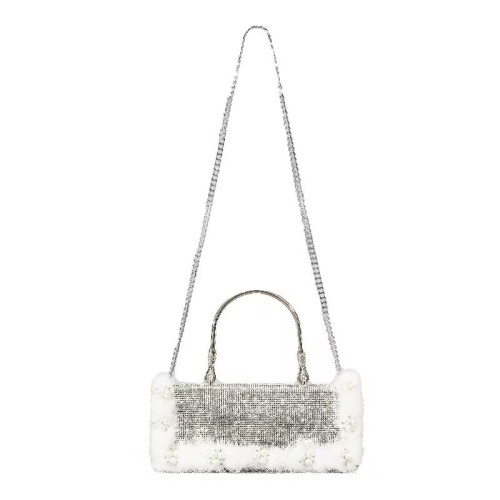 women  silver ostrich feather rhinestone clutch bag   beautiful lady   evening  bag party hand bag