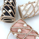 Luxury Diamonds Metal Handle Clutch Bags 2022 Pu Leather Handbags For Women Wedding Evening Party Bag sac a main