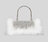 women   8 color ostrich feather rhinestone clutch bag   beautiful lady   evening  bag party hand bag