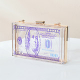 N570 2022 New creative designer acrylic dollar evening bag party clutches for woman handbag