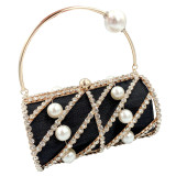 Luxury Diamonds Metal Handle Clutch Bags 2022 Pu Leather Handbags For Women Wedding Evening Party Bag sac a main