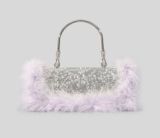 women   8 color ostrich feather rhinestone clutch bag   beautiful lady   evening  bag party hand bag