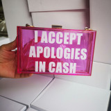 Custom Logo Hoe Ita Bling Overnight Bag Clear Acrylic Clutch Purse 2022 Mochila Bolsa Sac a Main Femme Tas Spend The Night Bags