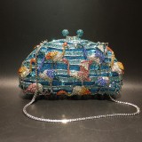 Fashion flamingo pattern glitter purse crossbody wedding bag dinner purses and handbags diamond clutch bags