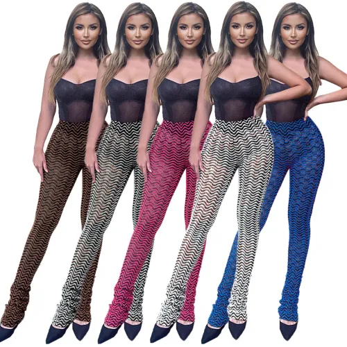 GL6662 Baolingshop Women's Clothing Supply Sexy High Waist Ripple Heel Heap Pants Slim Fit Pants